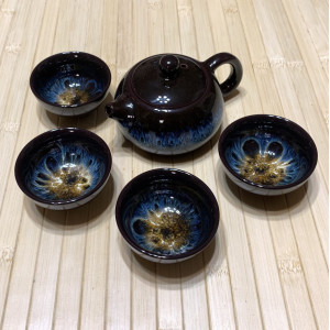 Чайный набор керамический цветной на 4 персоны. Photo 3